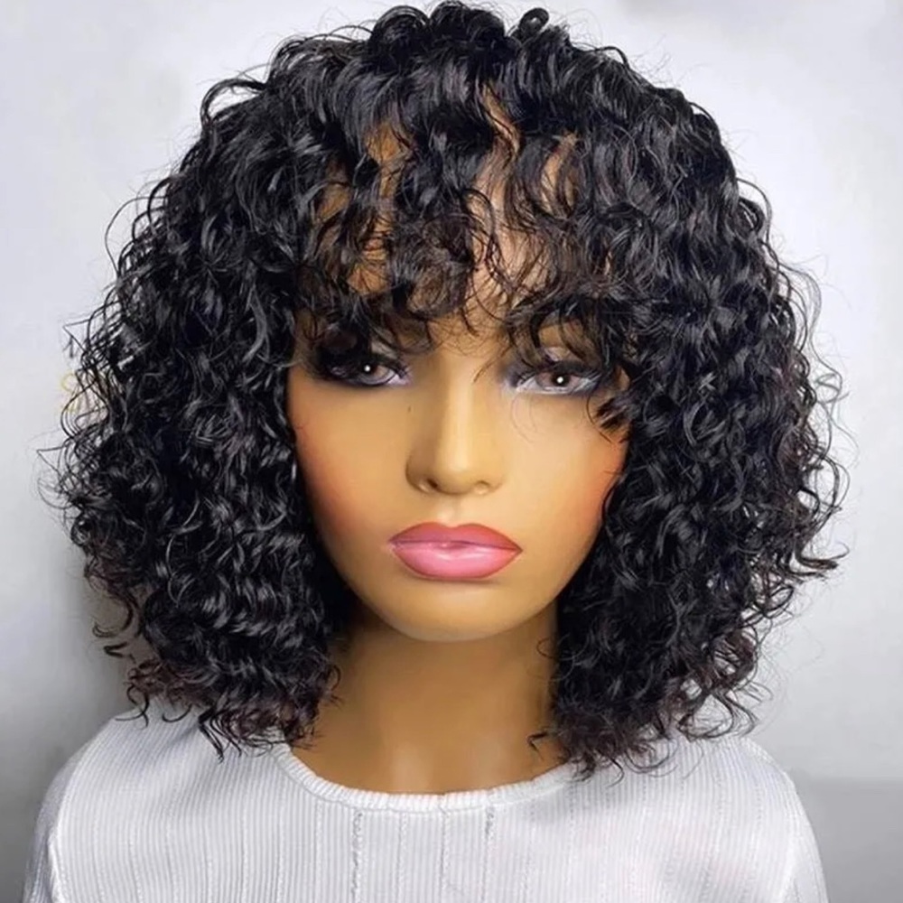 Short Curly Wigs With Bangs